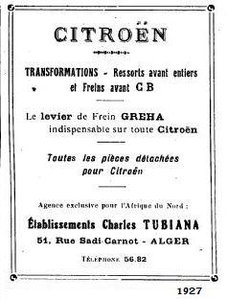 Tubiana, Citroën,  Alger, 1927